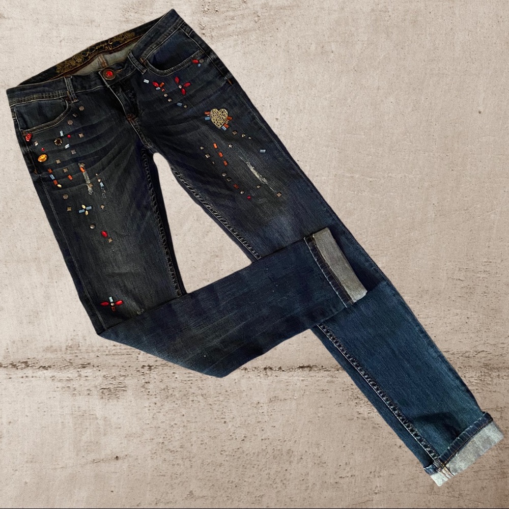 Desigual Jeans 30 Skinny Fit Cuffed Embellished